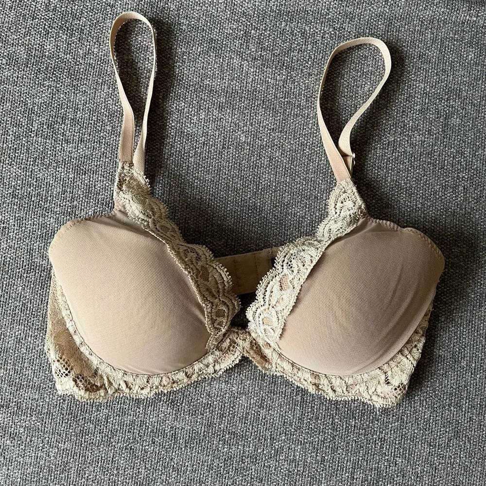 NWOT! Natori Feathers Contour Plunge Bra - Beige - Picture 1 of 4